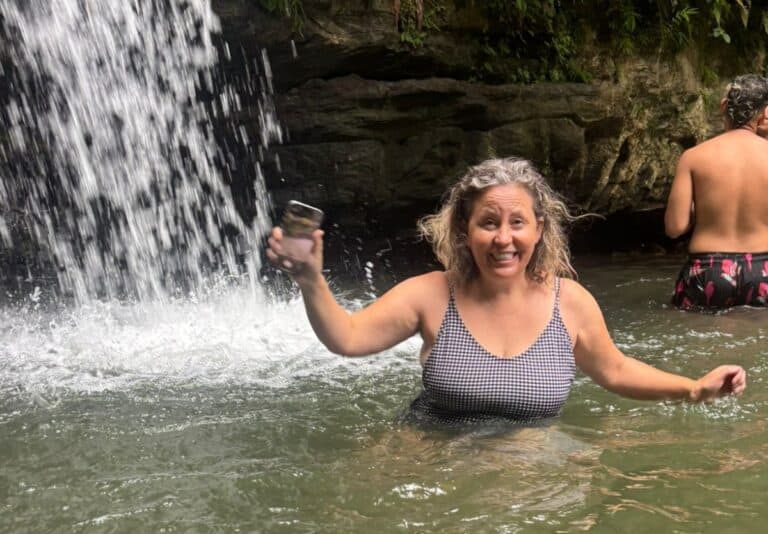 40 plus mom in a waterfall