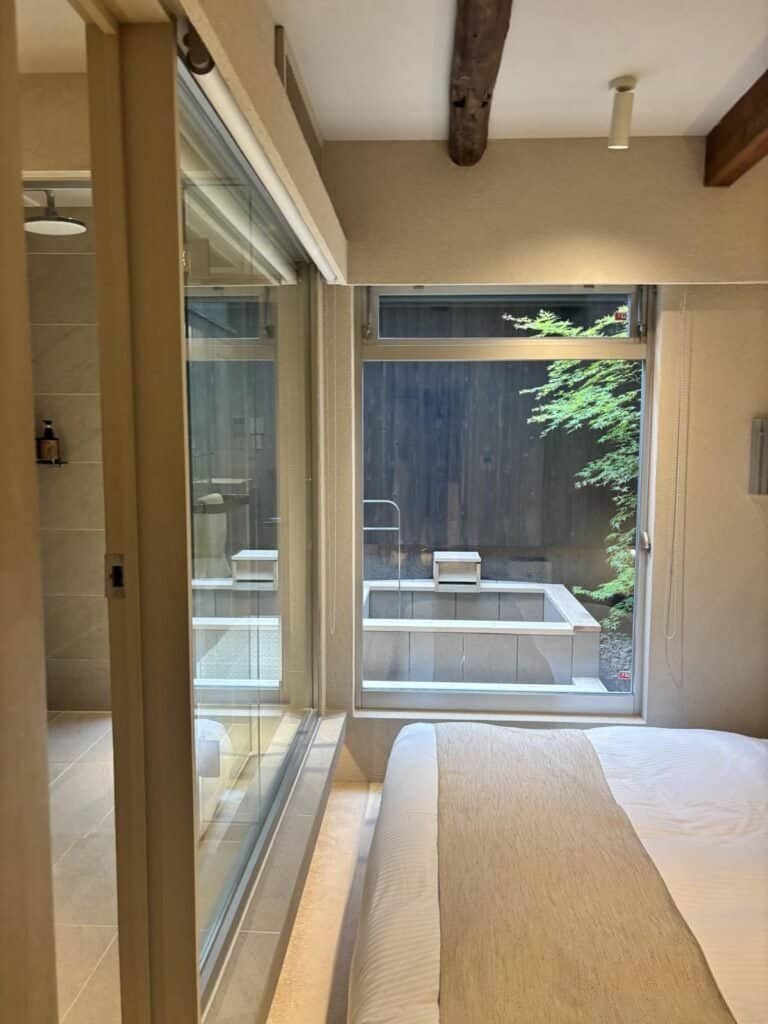 HA Machiya at Kyoto Nazuna featuring an open air onsen and futon bed.
